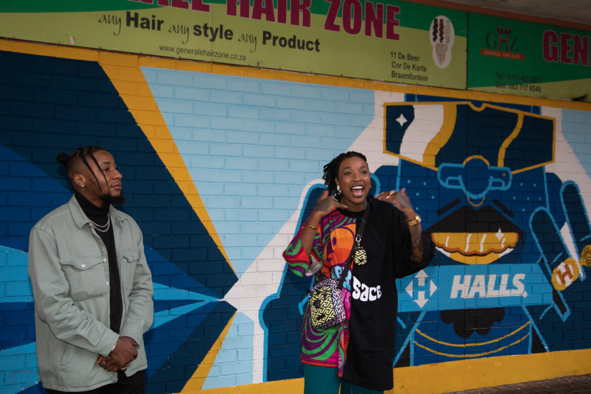 Halls #BreatheForIt Masterclass Campaign Mentee Thami Gwafa Illustrates Creative Freedom In The Streets Of Braamfontein With A Mural.